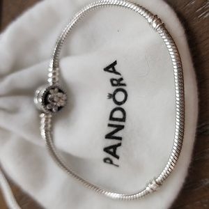 Pandora Moments Flower Clasp Snake Chain Bracelet